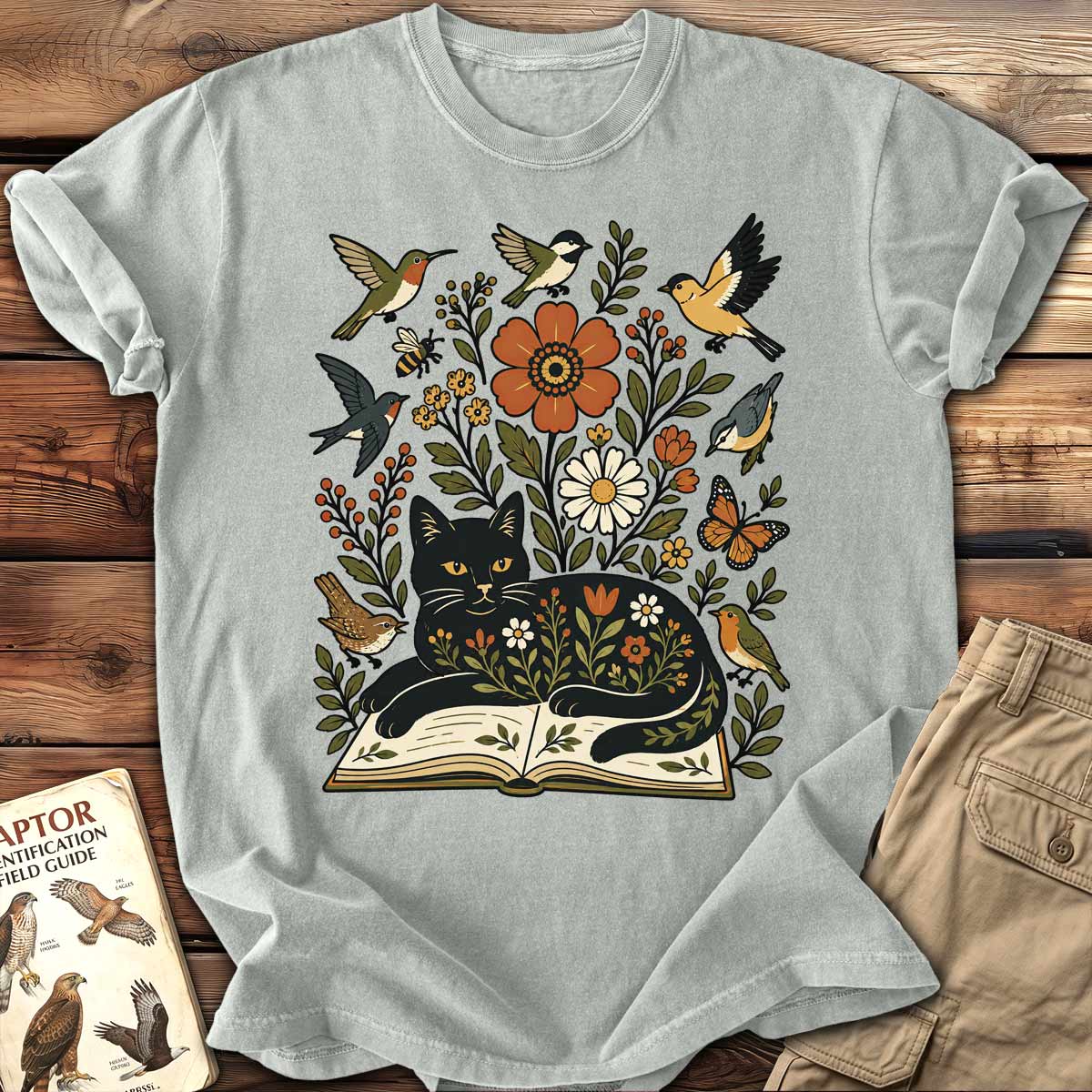 Cats, Books & Birds T-Shirt