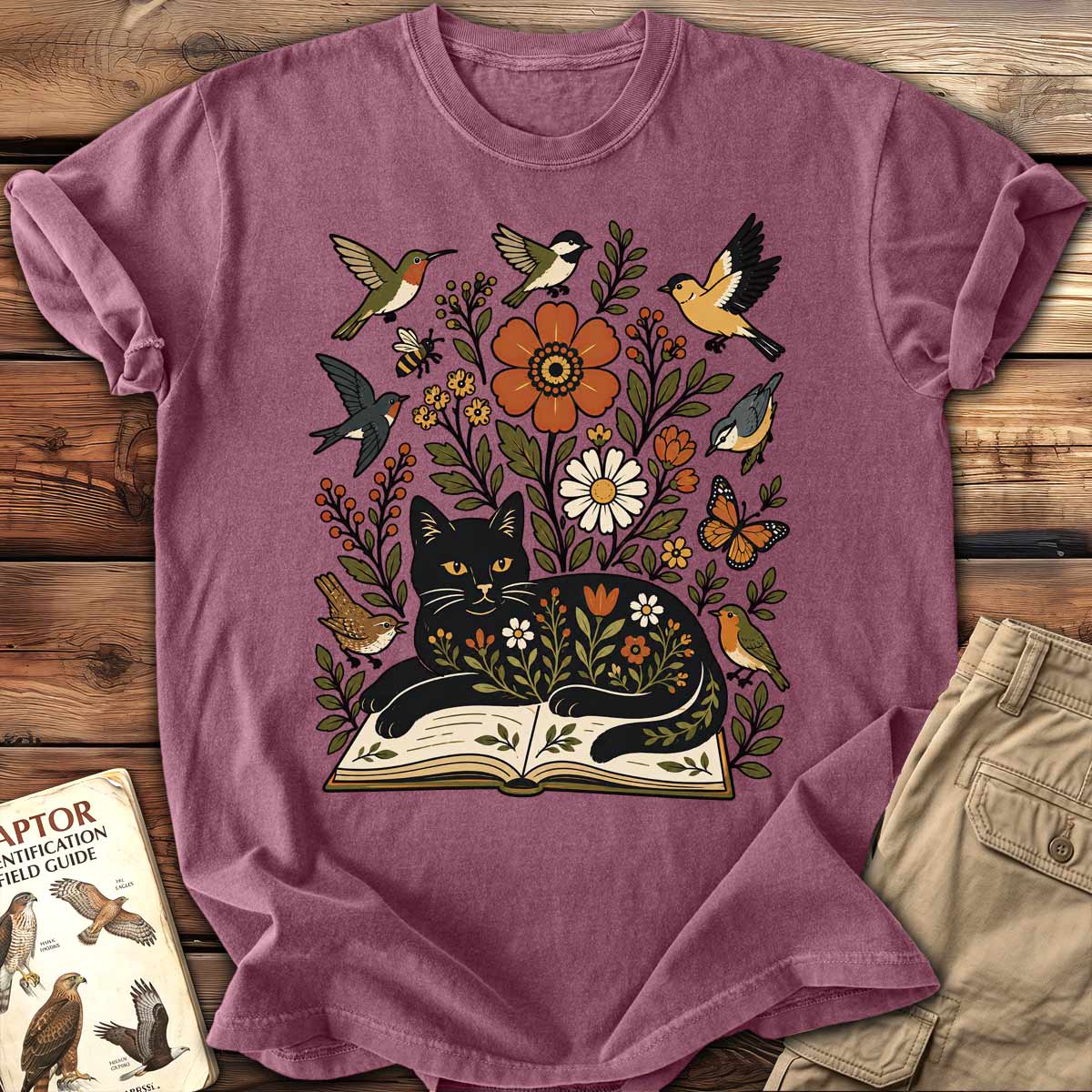 Cats, Books & Birds T-Shirt