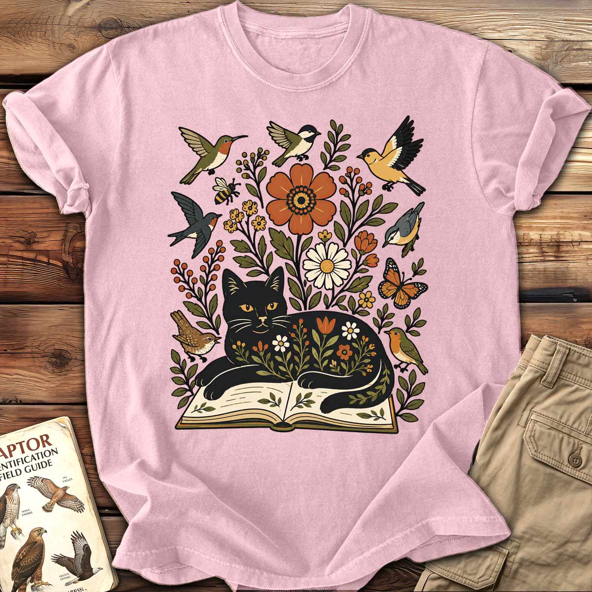 Cats, Books & Birds T-Shirt