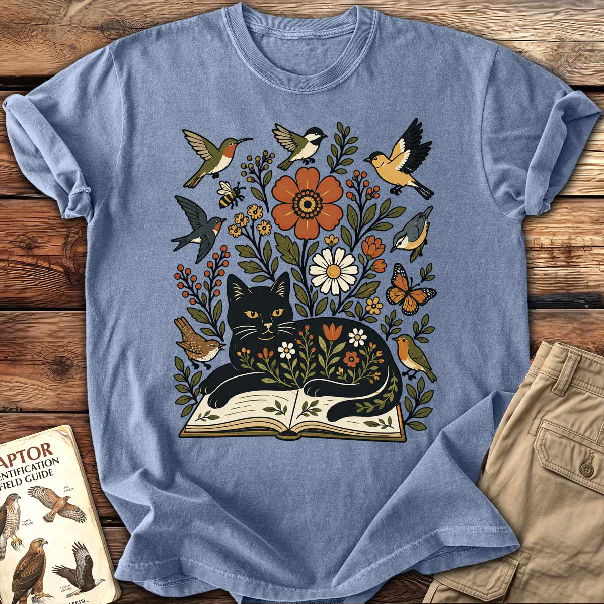 Cats, Books & Birds T-Shirt