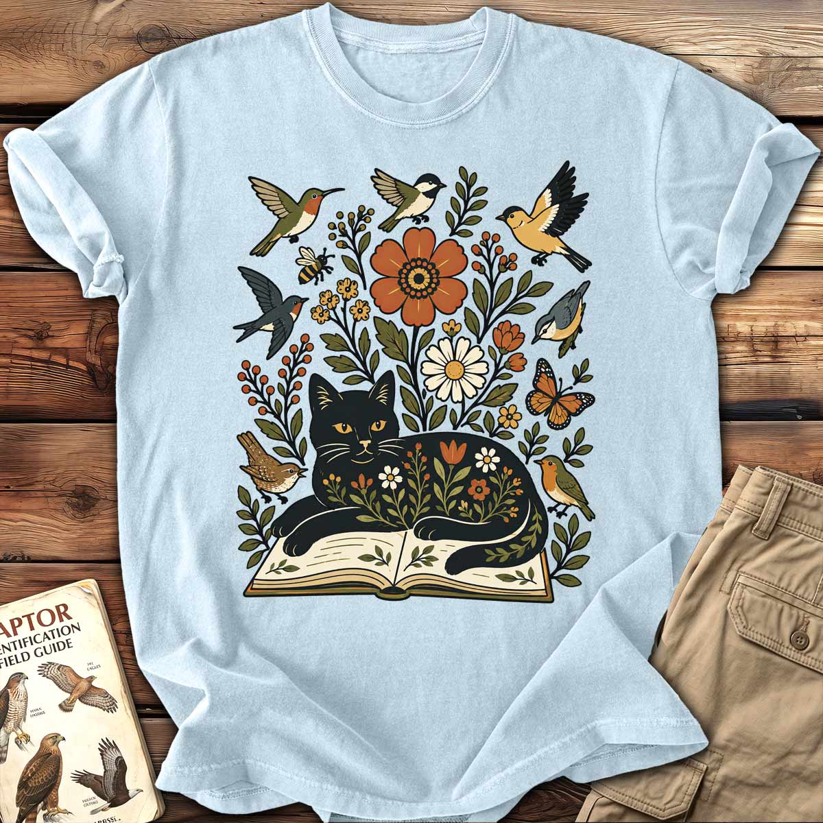Cats, Books & Birds T-Shirt