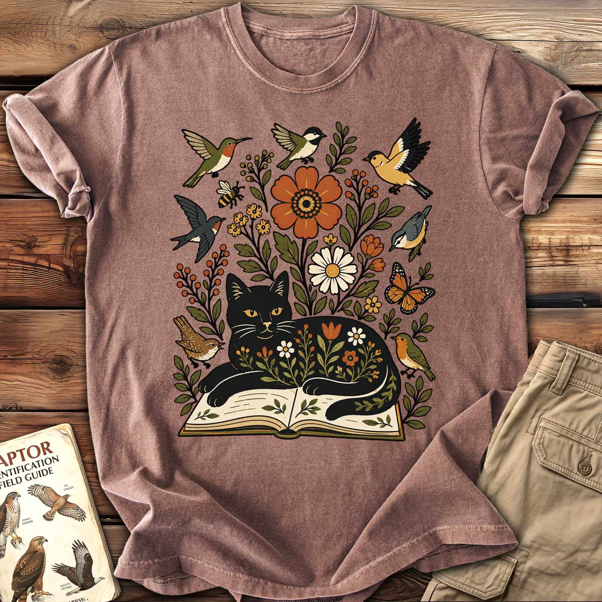 Cats, Books & Birds T-Shirt