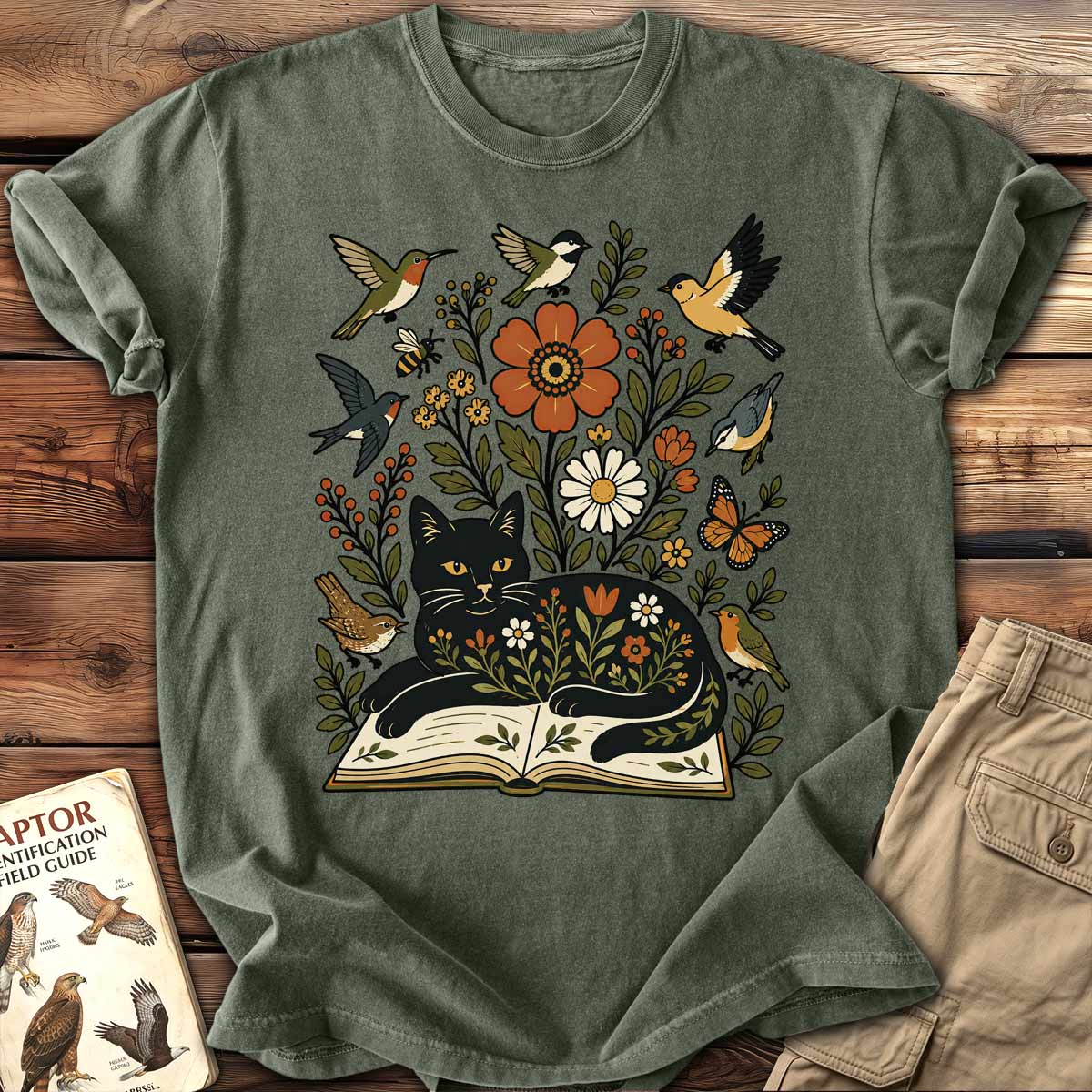 Cats, Books & Birds T-Shirt